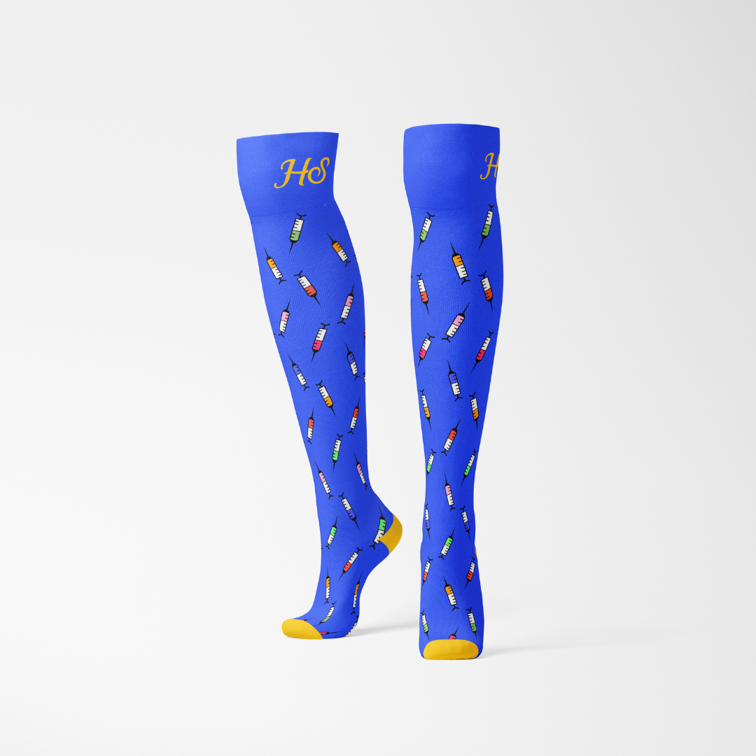 Compression Syringe Socks - Blue Edition